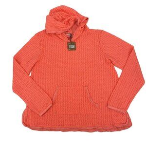 Hello Nite Size Small Coral Hoodie Waffle Knit Sweater Oversized NWT